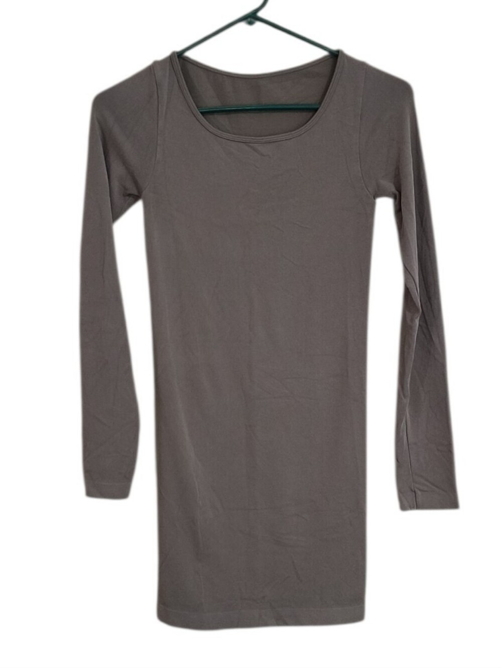 Elietian Long Sleeve Scoop Neck Bodycon Dress - Taupe